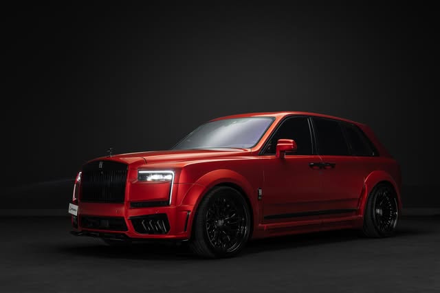 Red SUV in studio